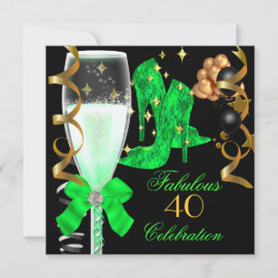 Invitation 40 & Fabulous Lime Green Gold Chaussures d'anniver