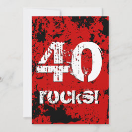 Invitation 40e anniversaire 40 rochers ! Grunge Red et Black 