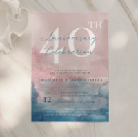 40e anniversaire aquarelle rose et bleu