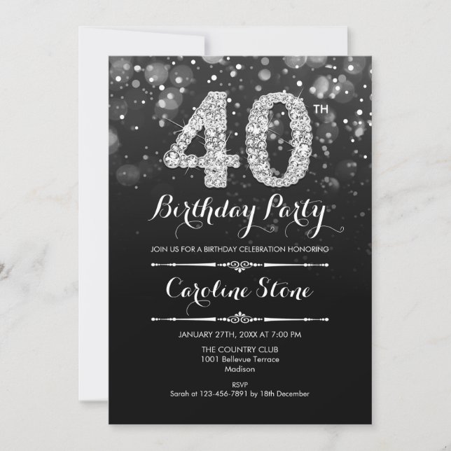 Invitation 40e anniversaire - Argent noir (Devant)