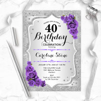 40e anniversaire - Argent Stripes Rose pourpre