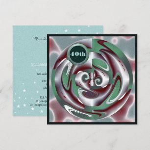 Invitation 40e anniversaire Art numérique vert et rouge