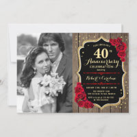 40e Anniversaire avec Photo - Bois & Roses Rouges
