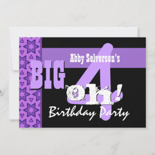 Invitation 40e anniversaire - Big 4 Oh Purple Flowers G207