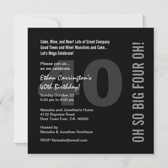 Invitation 40e anniversaire Black White Red FOUR OH Ver 02 (Devant)