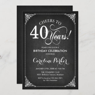 Invitation 40e anniversaire - Chalkboard White