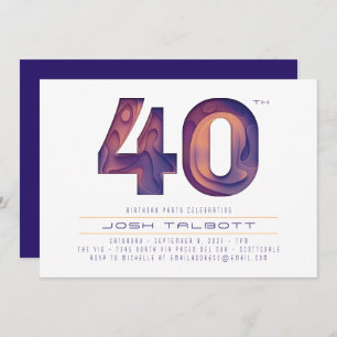 Invitation 40e anniversaire dans le violet et l'or moderne