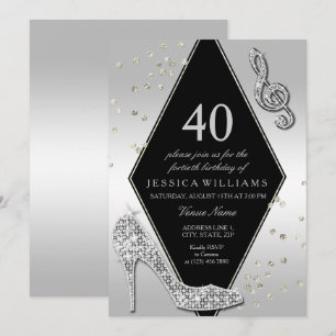 Invitation 40e anniversaire d'argent brillant