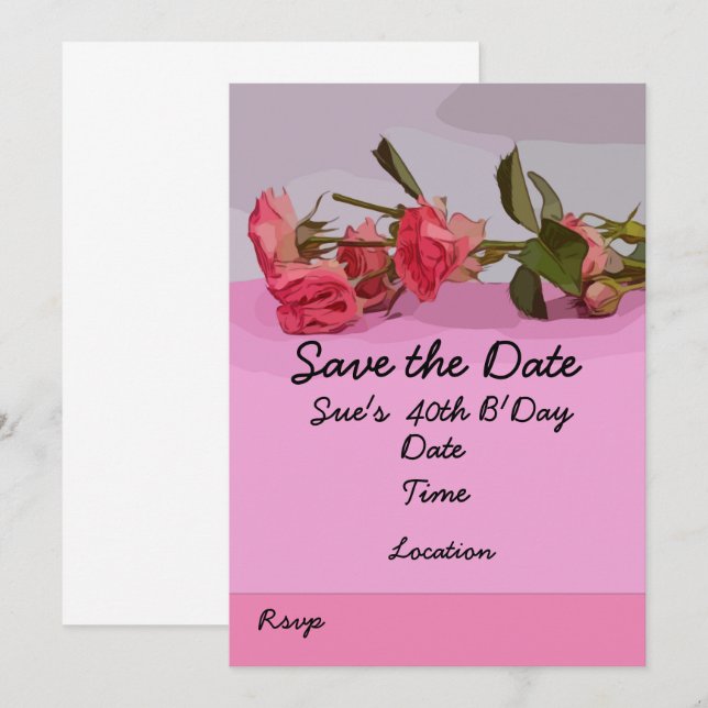 Invitation 40e anniversaire date de sauvegarde avec aquarelle (Devant / Derrière)