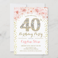40e Anniversaire de la fête Blanc or rose