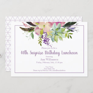 Invitation 40e anniversaire de la fleur surprise Boho