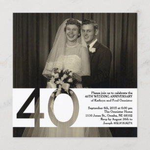 Invitation 40e anniversaire de mariage 5,25 x 5,25