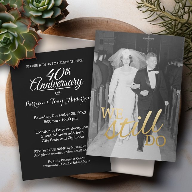 Invitation 40e anniversaire de mariage avec photo - Nous somm (Wedding Anniversary Invitation - Modern Design with Photo)