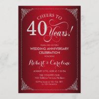40e anniversaire de mariage - Damassé argent rouge