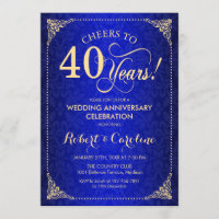 40e anniversaire de mariage - Damassé bleu or