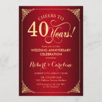 40e anniversaire de mariage - Damassé or rouge