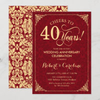 40e anniversaire de mariage - Damassé or rouge rub