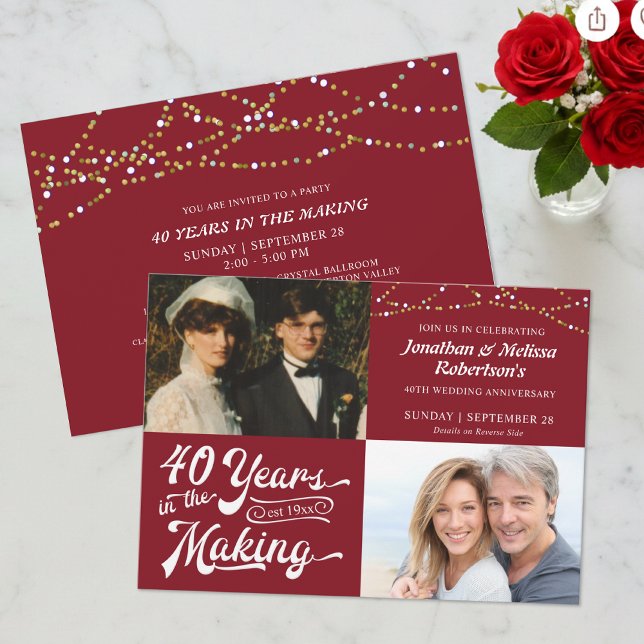 Invitation 40e anniversaire de mariage de Ruby, photos d'alor (Créateur téléchargé)