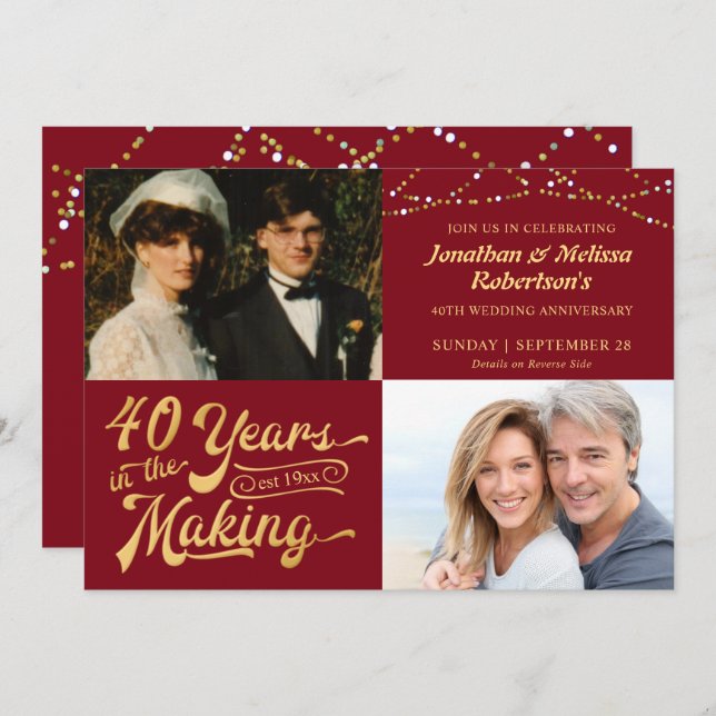 Invitation 40e anniversaire de mariage de Ruby, soirée photos (Devant / Derrière)