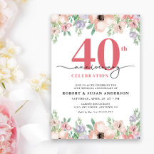40e anniversaire de mariage Élégant Floral