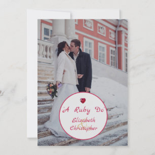 Invitation 40e anniversaire de mariage Élégante photo A Ruby