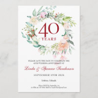 40e Anniversaire de Mariage Floral Enregistrer la