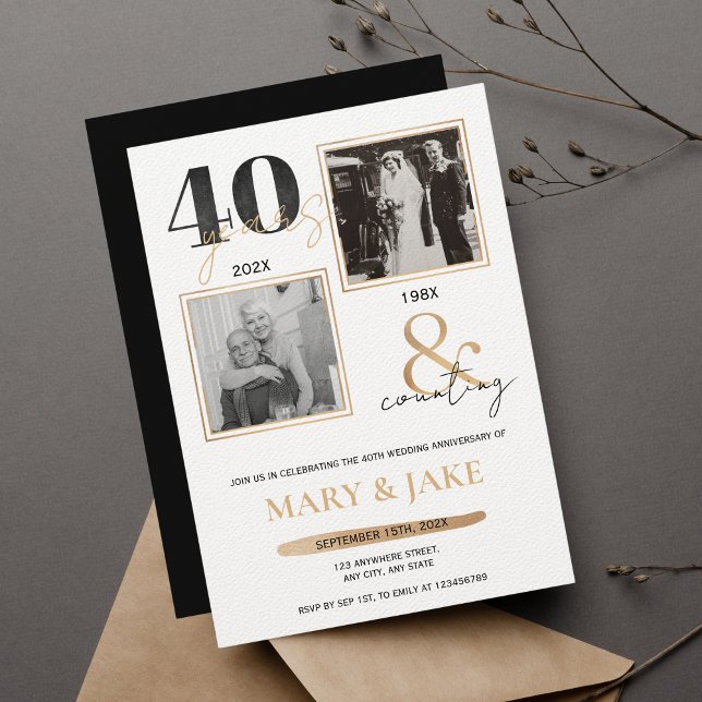 Invitation 40e anniversaire de mariage Hier & Aujourd'hui 40  (Créateur téléchargé)