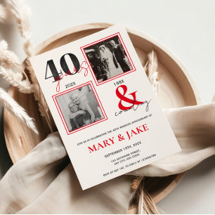 Invitation 40e anniversaire de mariage Hier et aujourd'hui 40