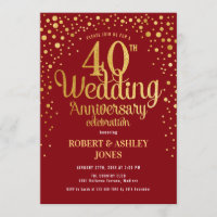 40e anniversaire de mariage - Rouge rubis et or
