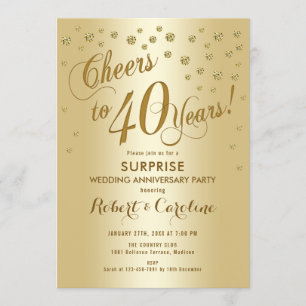 Invitation 40e anniversaire de Mariage surprise - Or