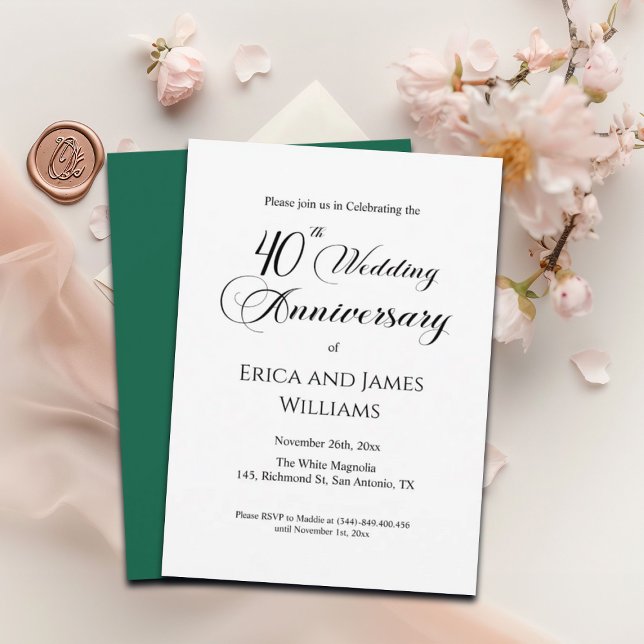 Invitation 40e anniversaire de Ruby Mariage Élégant script (Créateur téléchargé)