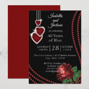 Invitation 40e anniversaire de Ruby Red Rose