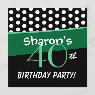 Invitation 40e anniversaire des Pois noirs blancs verts W315
