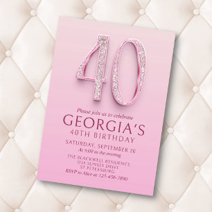 Invitation 40e anniversaire Diamants roses