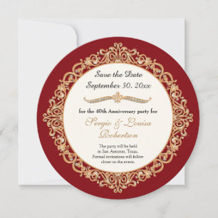 Invitation 40e anniversaire du Mariage Ruby Gold Enregistrer