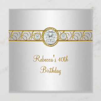 Invitation 40e anniversaire Elégant bijou Diamant Or Blanc
