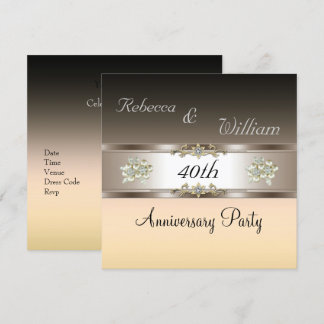 Invitation 40e anniversaire élégant crème beige