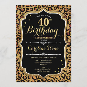 Invitation 40e anniversaire - Empreinte de léopard