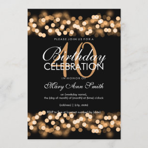 Invitation 40e anniversaire Faux Gold Hollywood Glam