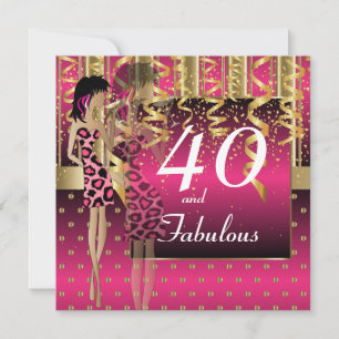Invitation 40e anniversaire Fille Cocktail Party   Rose chaud
