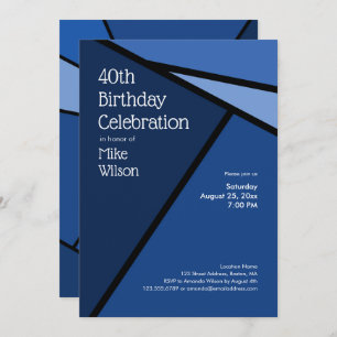 Invitation 40e anniversaire Formes géométriques bleues modern