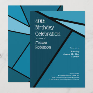Invitation 40e anniversaire Formes géométriques Turquoises mo