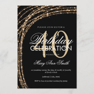 Invitation 40e anniversaire Gold Sparkling String lumières