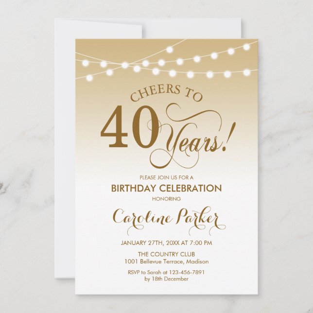 Invitation 40e anniversaire - Gold White (Devant)