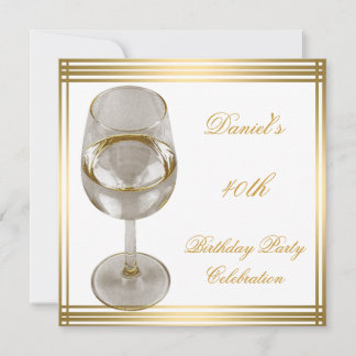 Invitation 40e anniversaire homme sepia or boissons froides h