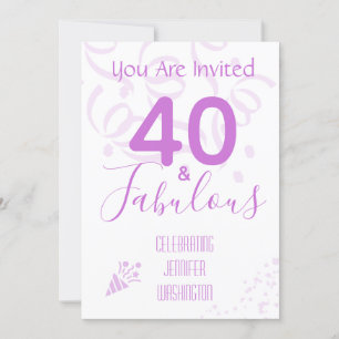 Invitation 40e anniversaire Hot Pink Confetti fête d'annivers