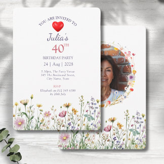 Invitation 40e anniversaire Jardin Floral Wild Meadow Photo