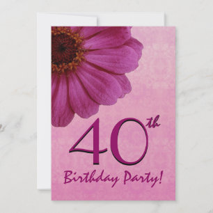 Invitation 40e anniversaire Modèle - Rich Pink Daisy