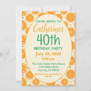 Invitation 40e anniversaire, Motif de tranches d'orange frais