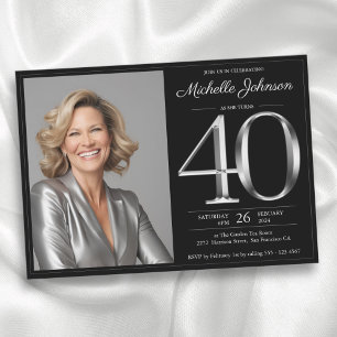 Invitation 40e anniversaire noir et argent
